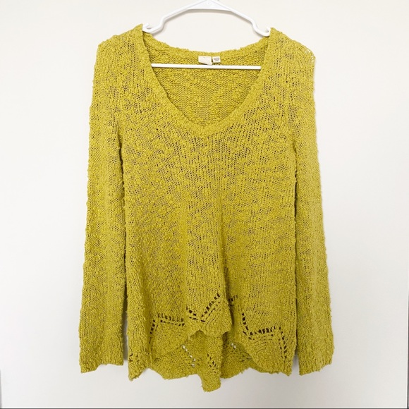 Anthropologie Yellow Bird Peaked Crochet Sweater - Picture 2 of 7